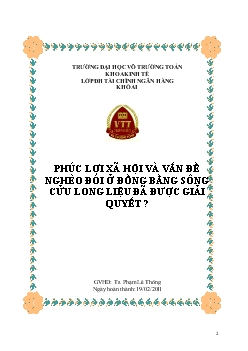 Đề tài Phúc lợi xã hội và vấn đề nghèo đói ở đồng bằng sông Cửu Long liệu đã được giải quyết