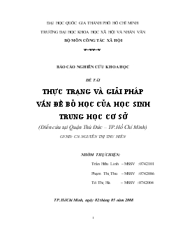 Đề tài Thực trạng và giải pháp vấn đề bỏ học của học sinh trung học cơ sở