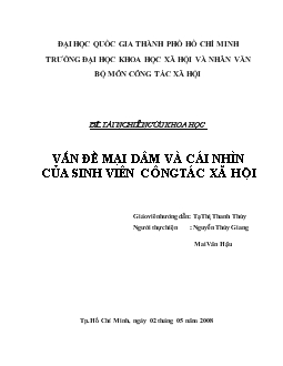 Đề tài Vấn đề mại dâm và cái nhìn của sinh viên công tác xã hội