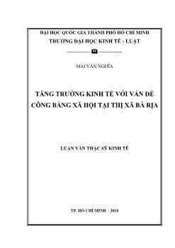 Luận văn Tăng trưởng kinh tế với vấn đề công bằng xã hội tại thị xã Bà Rịa