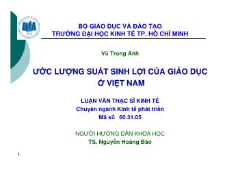 Luận văn Ước lượng suất sinh lời của giáo dục ở Việt Nam