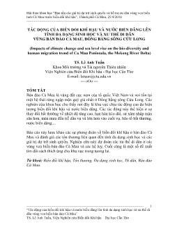 Tác động của biến đổi khí hậu và nước biển dâng lên tính đa dạng sinh học và xu thế di dân vùng bán đảo Cà Mau, đồng bằng sông Cửu Long