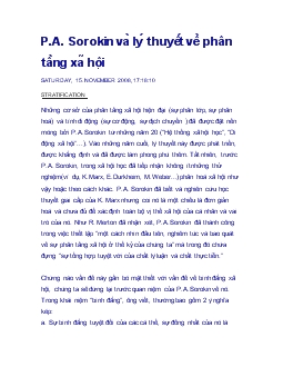 Tiểu luận P.A. Sorokin và lý thuyết về phân tầng xã hội