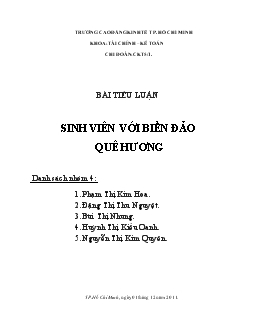 Tiểu luận Sinh viên với biển đảo quê hương