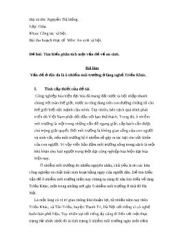 Tiểu luận Tìm hiểu phân tích vấn đề ô nhiễm môi trường ở làng quê Triều Khúc