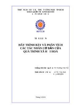 Tiểu luận Trình bày và phân tích các tác nhân cơ bản của quá trình xã hội hoá