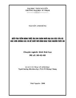 Luận văn Điều tra tiềm năng thức ăn cho chăn nuôi đại gia súc của xã Bắc Sơn - Móng Cái và đề xuất mô hình khai thác nguồn thức ăn