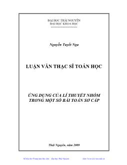 Luận văn Ứng dụng của lí thuyết nhóm trong một số bài toán sơ cấp