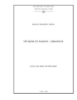 Luận văn Về định lý Radon - Nikodym