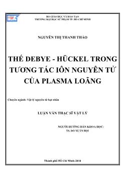 Luận văn Thế Debye - Hückel trong tương tác iôn nguyên tử của plasma loãng