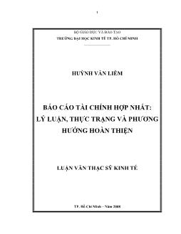 Luận văn Báo cáo tài chính hợp nhất: lý luận, thực trạng và phương hướng hoàn thiện