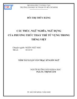 Luận văn Cấu trúc, ngữ nghĩa, ngữ dụng của phương thức thay thế từ vựng trong tiếng Việt