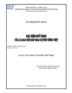 Luận văn Đặc điểm ngữ dụng của ca dao đối đáp giao duyên tiếng Việt