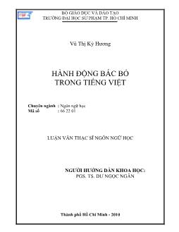 Luận văn Hành động bác bỏ trong tiếng Việt