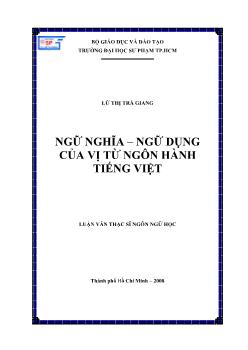 Luận văn Ngữ nghĩa – ngữ dụng của vị từ ngôn hành tiếng Việt