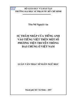 Luận văn Sự thâm nhập của tiếng Anh vào tiếng Việt trên một số phương tiện truyền thông đại chúng ở Việt Nam