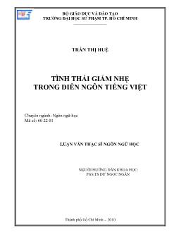 Luận văn Tình thái giảm nhẹ trong diễn ngôn tiếng Việt