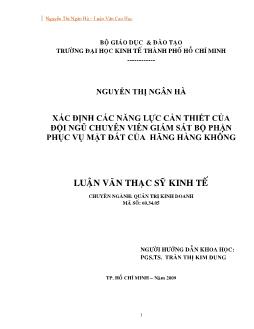 Luận văn Xác định các năng lực cần thiết của đội ngũ chuyên viên giám sát bộ phận phục vụ mặt đất của hãng hàng không