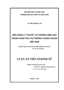 Luận án Ứng dụng lý thuyết thị trường hiệu quả trong phân tích thị trường chứng khoán Việt Nam