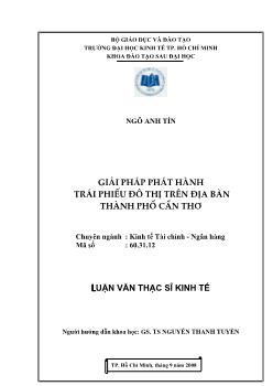 Luận văn Giải pháp phát hành trái phiếu đô thị trên địa bàn thành phố Cần Thơ