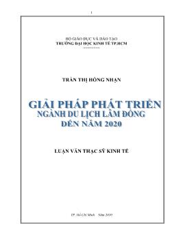 Luận văn Giải pháp phát triển du lịch tỉnh Lâm Đồng đến năm 2020