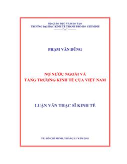Luận văn Nợ nước ngoài và tăng trưởng kinh tế của Việt Nam