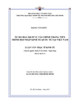 Luận văn Tự do hoá dịch vụ tài chính trong tiến trình hội nhập kinh tế quốc tế tại Việt Nam