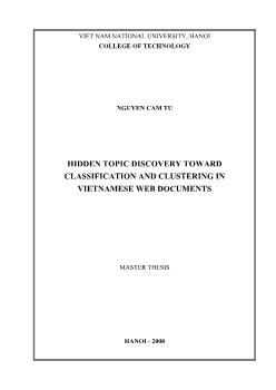 Luận văn Hidden topic discovery toward classification and clustering in vietnamese web documents