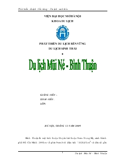 Đề tài Du lịch Mũi Né - Bình Thuận