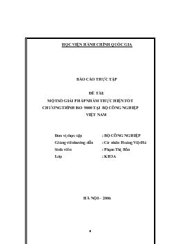 Báo cáo Một số giải pháp nhằm thực hiện tốt chương trình ISO 9000 tại bộ công nghiệp Việt Nam