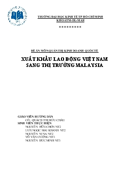 Đề án Khóa luận Xuất khẩu lao động Việt Nam sang thị trường Malaysia