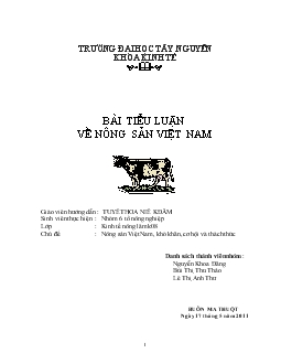 Đề tài Nông sản Việt Nam - Khó khăn, cơ hội và thách thức