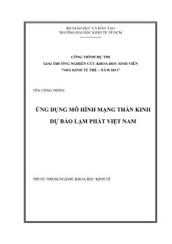 Đề tài Ứng dụng mô hình mạng thần kinh dự báo lạm phát Việt Nam