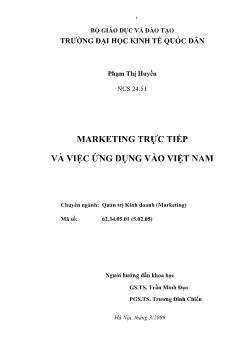 Khóa luận Marketing trực tiếp và việc ứng dụng vào Việt Nam