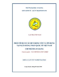 Khóa luận Phân tích cơ cấu huy động vốn và tín dụng tại ngân hàng thương mại cổ phần quốc tế Việt Nam chi nhánh An Giang