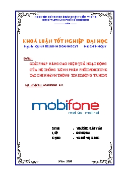 Khóa luận Giải pháp nâng cao hiệu quả hoạt động của hệ thống kênh phân phối mobifone tại chi nhánh thông tin di động thành phố Hồ Chí Minh