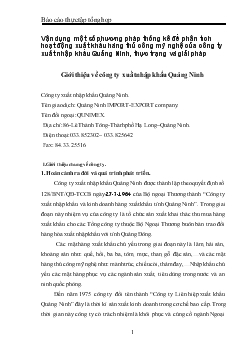 Báo cáo Vận dụng một số phương pháp thống kê để phân tích hoạt động xuất khẩu hàng thủ công mỹ nghệ của công ty xuất nhập khẩu Quảng Ninh, thực trạng và giải pháp
