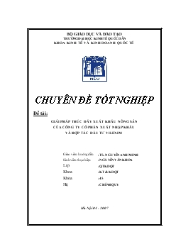 Chuyên đề Giải pháp thúc đẩy xuất khẩu nông sản của công ty cổ phần xuất nhập khẩu và hợp tác đầu tư Vilexim