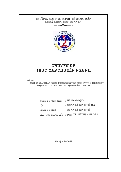 Chuyên đề Một số giải pháp hoàn thiện công tác quản lý thu thuế xuất nhập khẩu tại chi cục hải quan cảng Cửa Lò