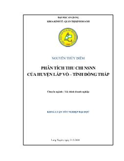 Khóa luận Phân tích thu chi ngân sách nhà nước của huyện Lấp Vò – tỉnh Đồng Tháp