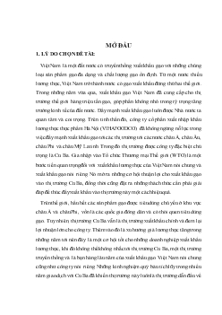 Luận văn Giải pháp đẩy mạnh xuất khẩu gạo sang thị trường Cu Ba của công ty cổ phần xuất nhập khẩu lương thực thực phẩm Hà Nội