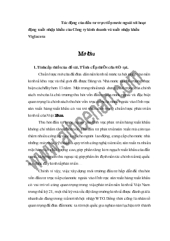 Luận văn Tác động của đầu tư trực tiếp nước ngoài tới hoạt động xuất nhập khẩu của Công ty kinh doanh và xuất nhập khẩu Viglacera