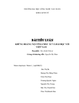 Tiểu luận Khủng hoảng nợ công Châu Âu và bài học với Việt Nam