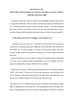Tiểu luận Phân tích những nhân tố ảnh hưởng đến lãi suất trong thị trường năm 2008