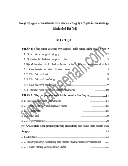 Báo cáo Hoạt động sản xuất kinh doanh của công ty Cổ phần xuất nhập khẩu ôtô Hà Nội