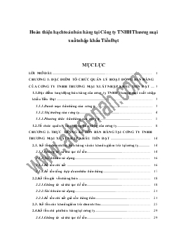 Chuyên đề Hồn thiện hạch tốn bán hàng tại Cơng ty TNHH Thương mại xuất nhập khẩu Tiến Đạt