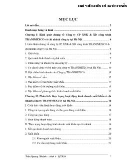 Chuyên đề Phân tích tình hình kinh doanh xuất khẩu của chi nhánh Hà Nội, thuộc Công ty cổ phần xuất nhập khẩu và xây dựng công trình Tranimexco