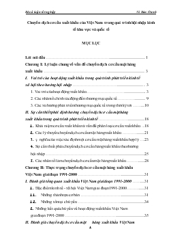 Khóa luận Chuyển dịch cơ cấu xuất khẩu của Việt Nam trong quá trình hội nhập kinh tế khu vực và quốc tế