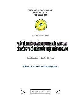 Luận văn Phân tích hiệu quả kinh doanh mặt hàng gạo của công ty Cổ phần xuất nhập khẩu An Giang