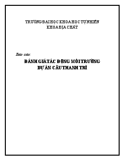 Báo cáo Đánh giá tác động môi trường dự án cầu Thanh Trì